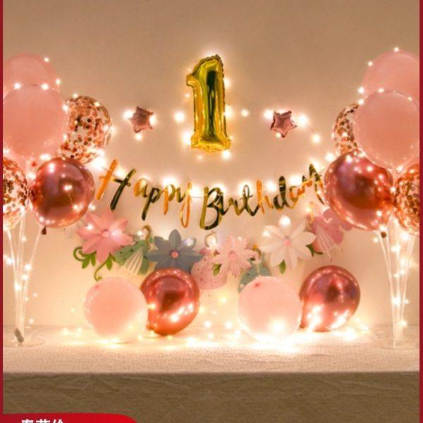 女孩宝宝周岁气球布置网红儿童男简单生日快乐派对装饰场景背景墙,节庆用品/礼品,装扮布置套餐,淘宝优惠券,粉丝福利购,淘宝优惠卷