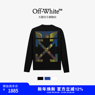 纯棉宽松重磅天使印花套头圆领上衣男女同款 t恤新款 white长袖 off