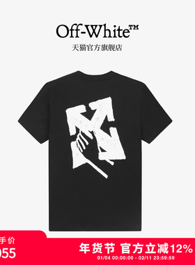 off-white新款圆领短袖T恤不规则涂鸦LOGO宽松短袖上衣男女同款