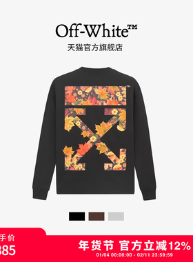 off-white枫花雪月长袖t恤新款纯棉宽松重磅刺绣圆领上衣男女同款