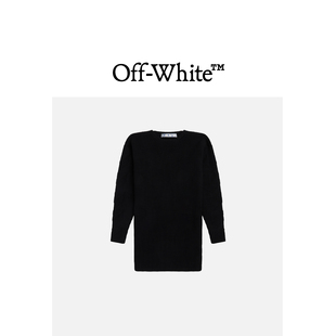 OFF-WHITE™女装中长款圆领针织衫纯色毛衣