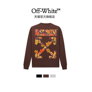 纯棉宽松重磅刺绣枫花雪月圆领上衣男女同款 t恤新款 white长袖 off