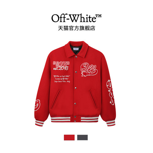 【明星同款】OFF-WHITE™ 情侣装新款翻领毛呢棒球服呢外套