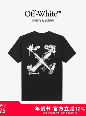off-white新款圆领短袖T恤个性花卉印花纯棉宽松短袖上衣男女同款