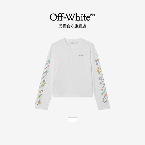 OFF-WHITE™女装新款圆领长袖T恤休闲文艺风斜纹图案装饰上衣