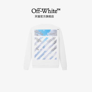 枫花雪月长袖 纯棉宽松重磅新款 卫衣男 white圆领上衣男女同款 off