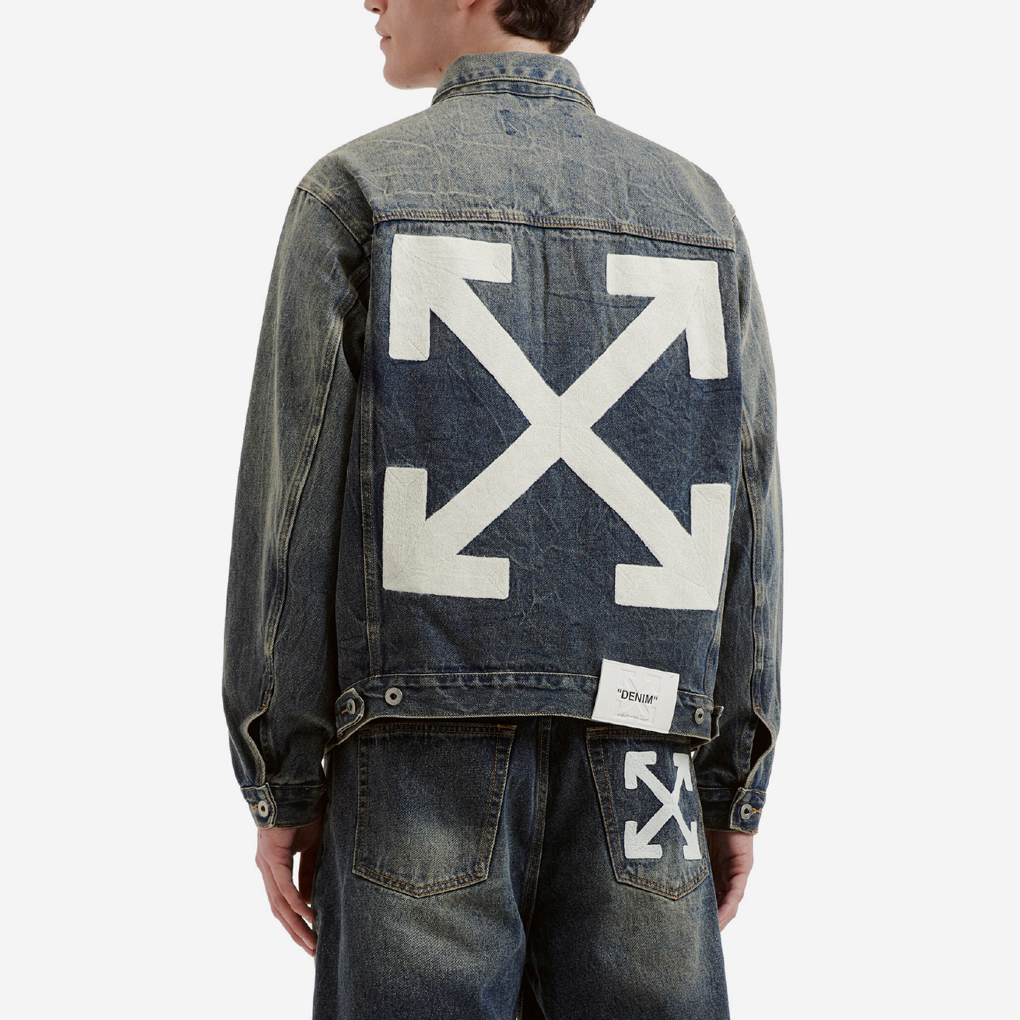 OFF-WHITE™情侣装新款牛仔夹克复古潮流双箭头图案装饰外套