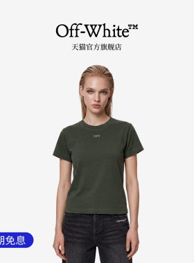 OFF-WHITE™新款做旧天使素描斜纹图案短袖T恤女装潮牌上衣