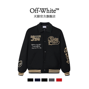 【明星同款】OFF-WHITE™ 情侣装新款翻领毛呢棒球服呢外套