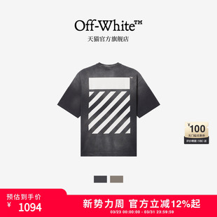 T恤潮酷街头圆领半袖 OFF 磨白做旧水洗短袖 新款 WHITE™情侣装