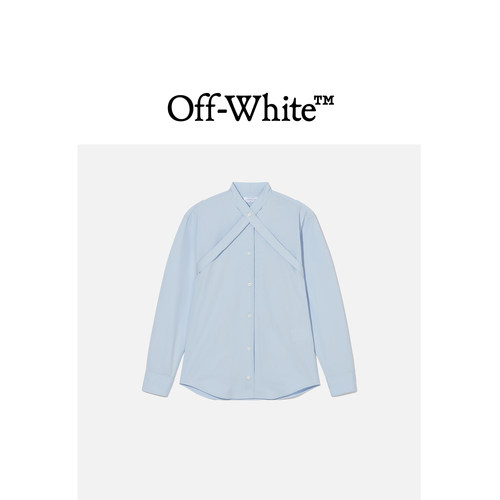 OFF-WHITE™女装交叉袢带长袖衬衫时尚设计感