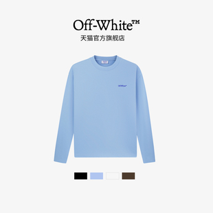 印花背面长袖 男女同款 t恤纯棉宽松重磅圆领潮流123 white新款 off