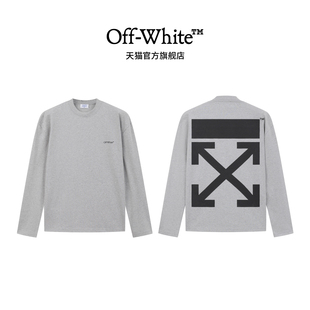 t恤男女同款 纯棉重磅后背印花长袖 宽松圆领t恤123 white新款 off