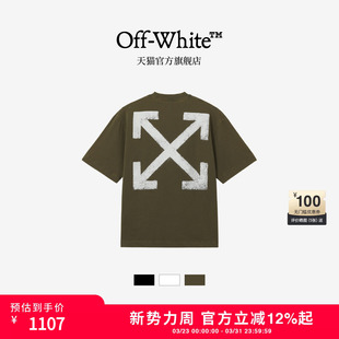 圆领短袖 新款 T恤简约个性 双箭头图案装 OFF 饰半袖 WHITE™情侣装