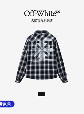 OFF-WHITE™泼墨双箭头格纹衬衫