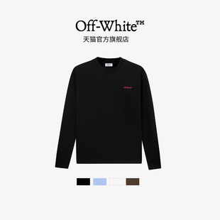 长袖 纯棉宽松重磅新款 t恤背面印花123 white圆领上衣男女同款 off