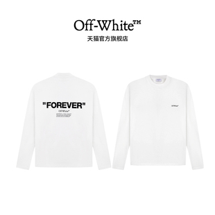 t恤纯棉宽松重磅男女同款 后背印花长袖 圆领上衣123 white新款 off