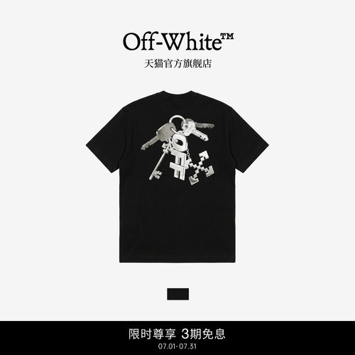 OFF-WHITE™情侣装新款宽松落肩短袖T恤钥匙串图案装饰圆领半袖