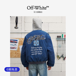 OFF-WHITE™情侣装美式复古绣花徽章棉服外套男女个性logo上衣