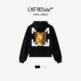 上衣男女款 套头连帽卫衣箭头天使印花宽松重磅帽衫 white新款 off