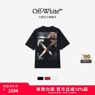 圆领短袖 T恤时尚 新年款 OFF 饰半袖 新款 油画图案装 WHITE™情侣装