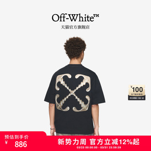 圆领短袖 T恤个性 时尚 OFF 饰半袖 新款 双箭头图案装 WHITE™情侣装