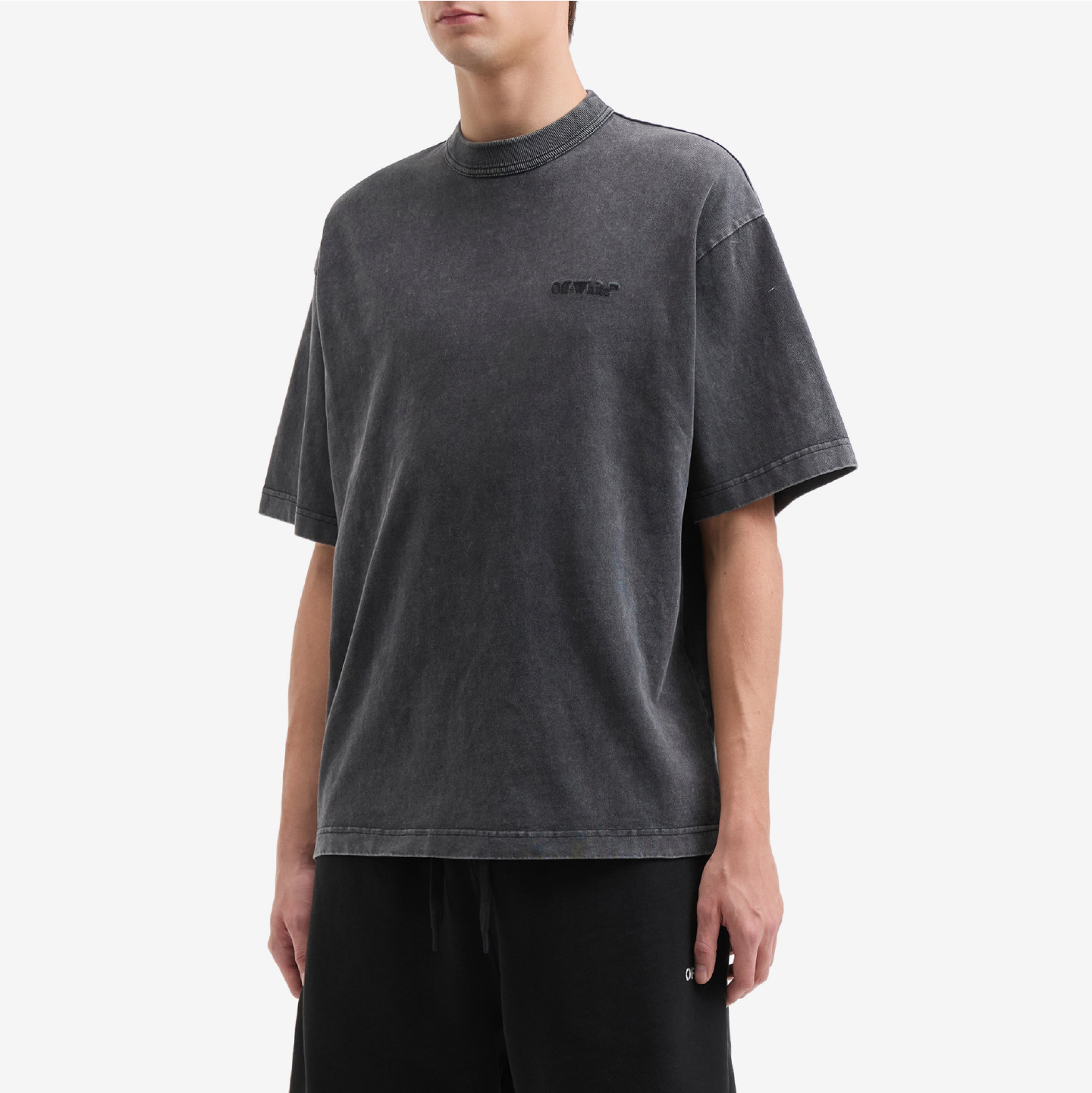 OFF-WHITE™情侣装新款磨白做旧水洗短袖T恤酷感个性圆领半袖