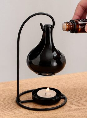 青司局创意铁艺黑色吊炉家用室内美容院摆件蜡烛香薰炉灯精油炉灯