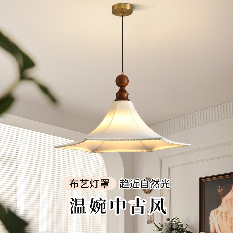 法式中古风卧室h吊灯复古布艺花纹房间书房灯南洋风饭厅餐厅吧台