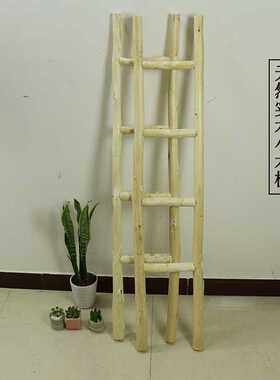 实木家用装饰摆件梯子创意衣架衣帽架子毛巾架子做旧风格手工家具