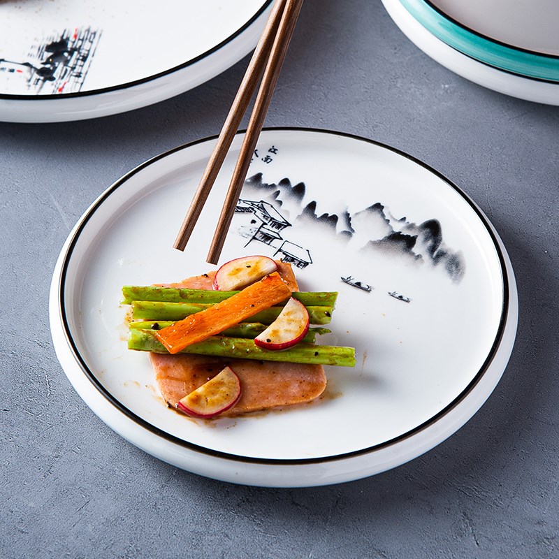 陶瓷盘子碟c子菜盘家用平盘圆盘好看餐盘2024新款浅盘高级感中国