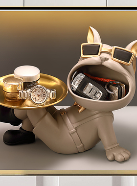 进门口玄关放钥匙网红摆件入户鞋柜置物收纳托Q盘轻奢客厅狗装饰