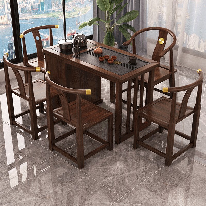 实木茶台小型f长方形高档烧水壶茶桌椅组合橡胶木新中式客厅一体