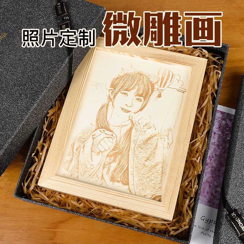 木刻画定制照片生日礼物女生送給闺蜜男朋友创意实V用特别的教师