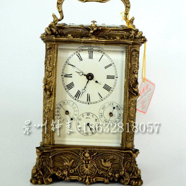 发条 仿古董皮套古典纯铜六 四机械钟表欧式 针盘 西洋钟钟钟钟表