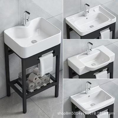 无需靠墙加厚小户型卫生间户外阳台置物支架防溅水U一体陶瓷洗手