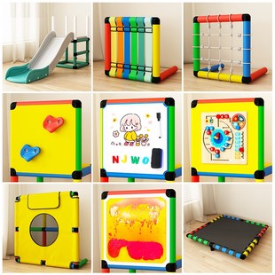 管道攀爬a架qua滑梯洞洞板蹦床网彩虹门秋千dro太空舱吊桥球池配