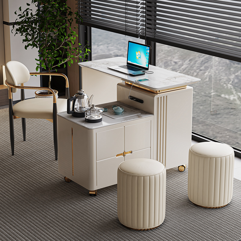 现代简约旋转岩板移动茶车家用客厅小茶桌茶台组合自动Z上水一体