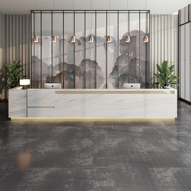 公司前台桌大理石纹接待台美容A院收银台酒店大厅柜台烤漆吧台定