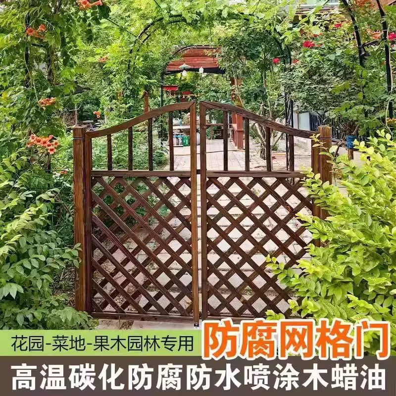户外木质a防腐木门木栅栏园艺双门篱笆门菜园院子门木围栏花园门