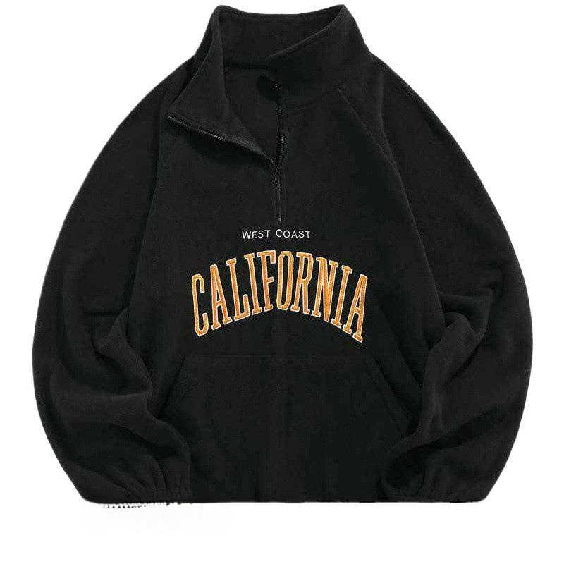 即墨半AF上衣加工男士卫衣男美式 ZUL摇粒绒拉链宽松秋冬刺绣