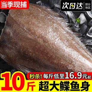 深海鲽鱼格陵兰特大号现切鲽鱼身商用整条海水鱼新鲜鸦片鱼比目鱼