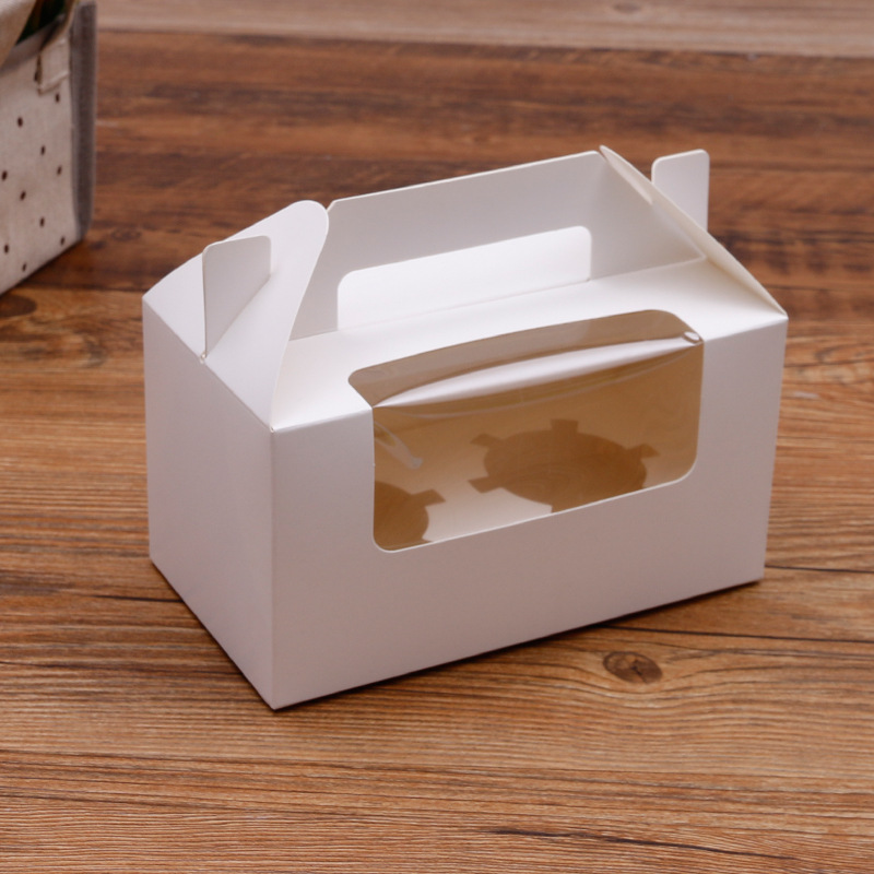 纸杯蛋糕包装盒烘焙点心包装盒12 4 6个装手提西点盒雪媚娘马芬盒
