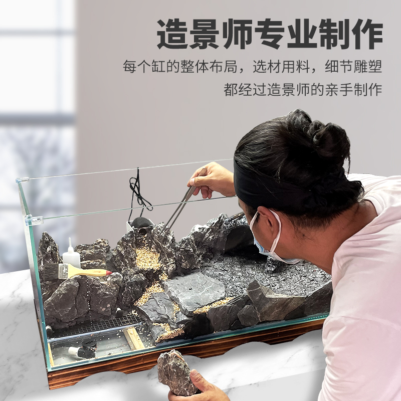宝龙水龟缸黄缘龟半水陆饲养缸安缘台缘龟半水龟缸造景水龟水陆缸