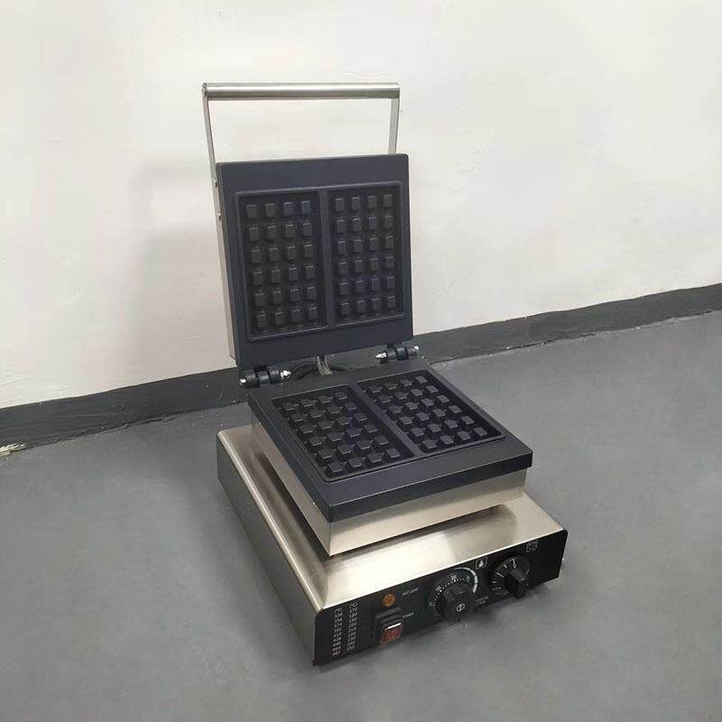 跨境商用翻转华夫饼机双面电加热不粘锅华夫炉方形格子饼机