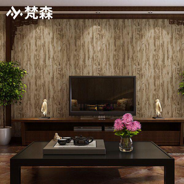 中式怀旧复古仿木纹壁纸木板古典原木色中国风墙纸客厅餐厅背景墙