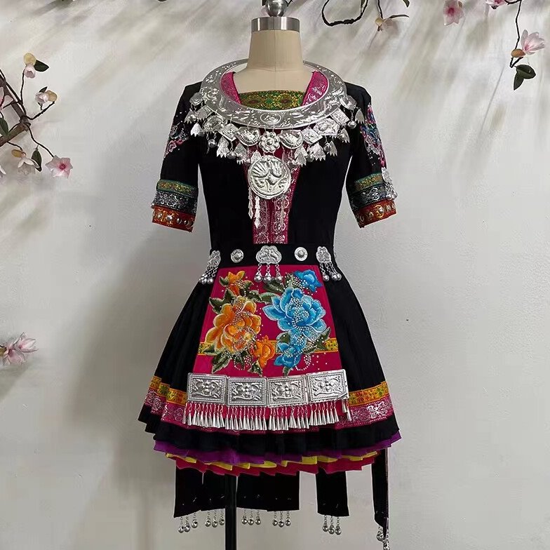 少数民族舞蹈服锦鸡炫美苗族演出服学生舞蹈生艺考考级定制舞蹈服
