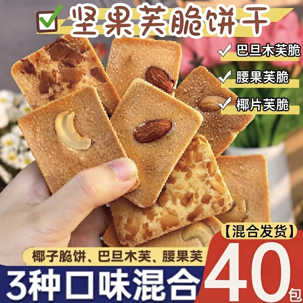【买20包多送20包】坚果芙脆干酪曲奇饼干多口味饼干独立包装-J
