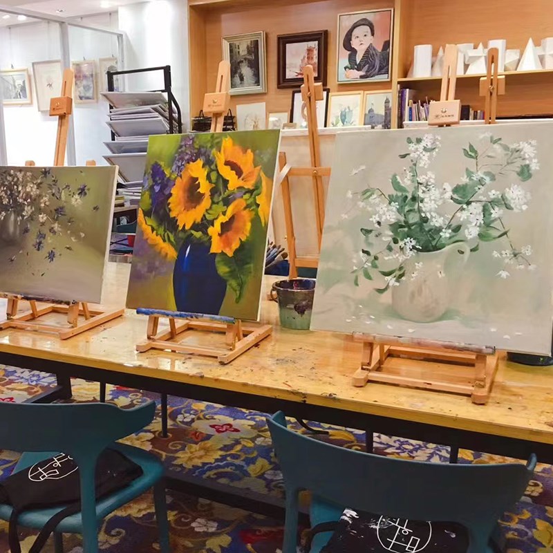 榉木制桌面画架台式可调节迷你画架折叠便携可收纳画箱画盒画板架