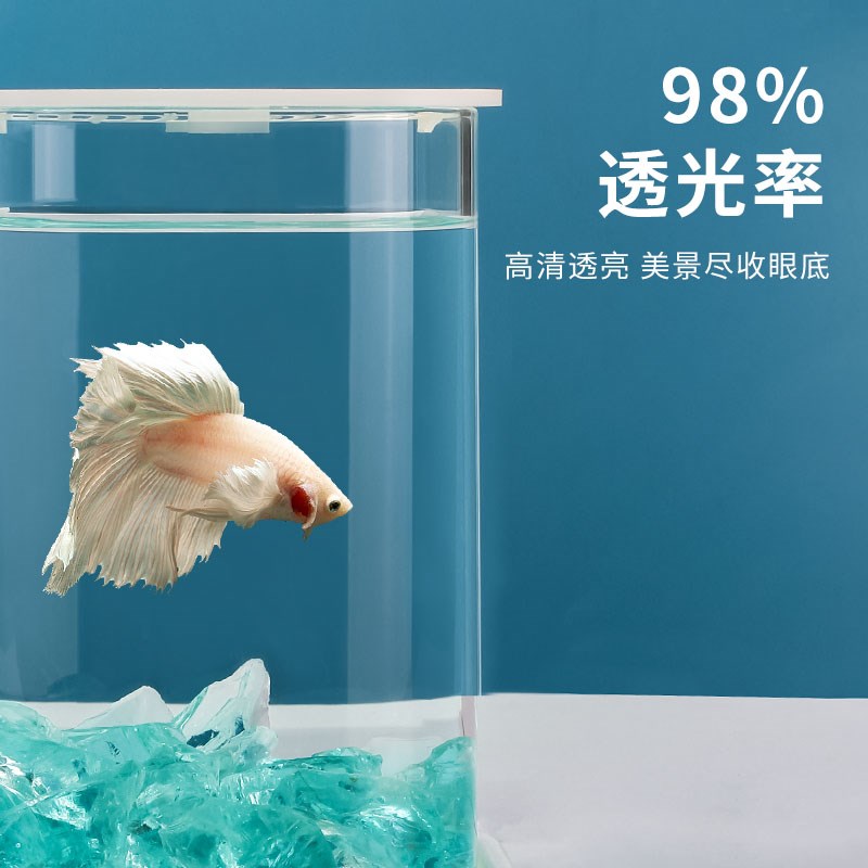 斗鱼缸网红小型桌面创意生态高级造景装饰超白玻璃缸观赏小夜灯